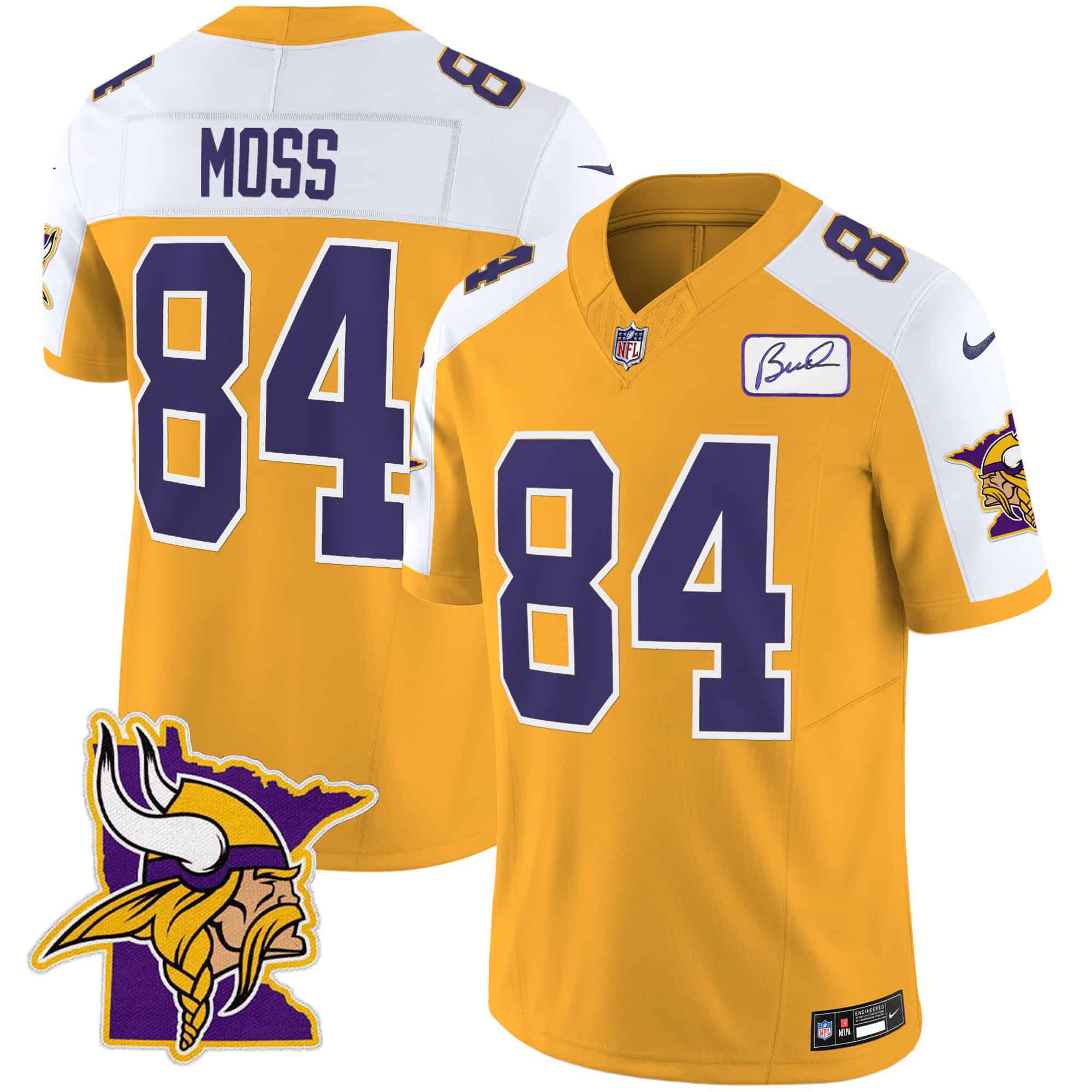 Men Minnesota Vikings #84 Moss Yellow 2024 Nike Patch Classic Limited NFL Jersey